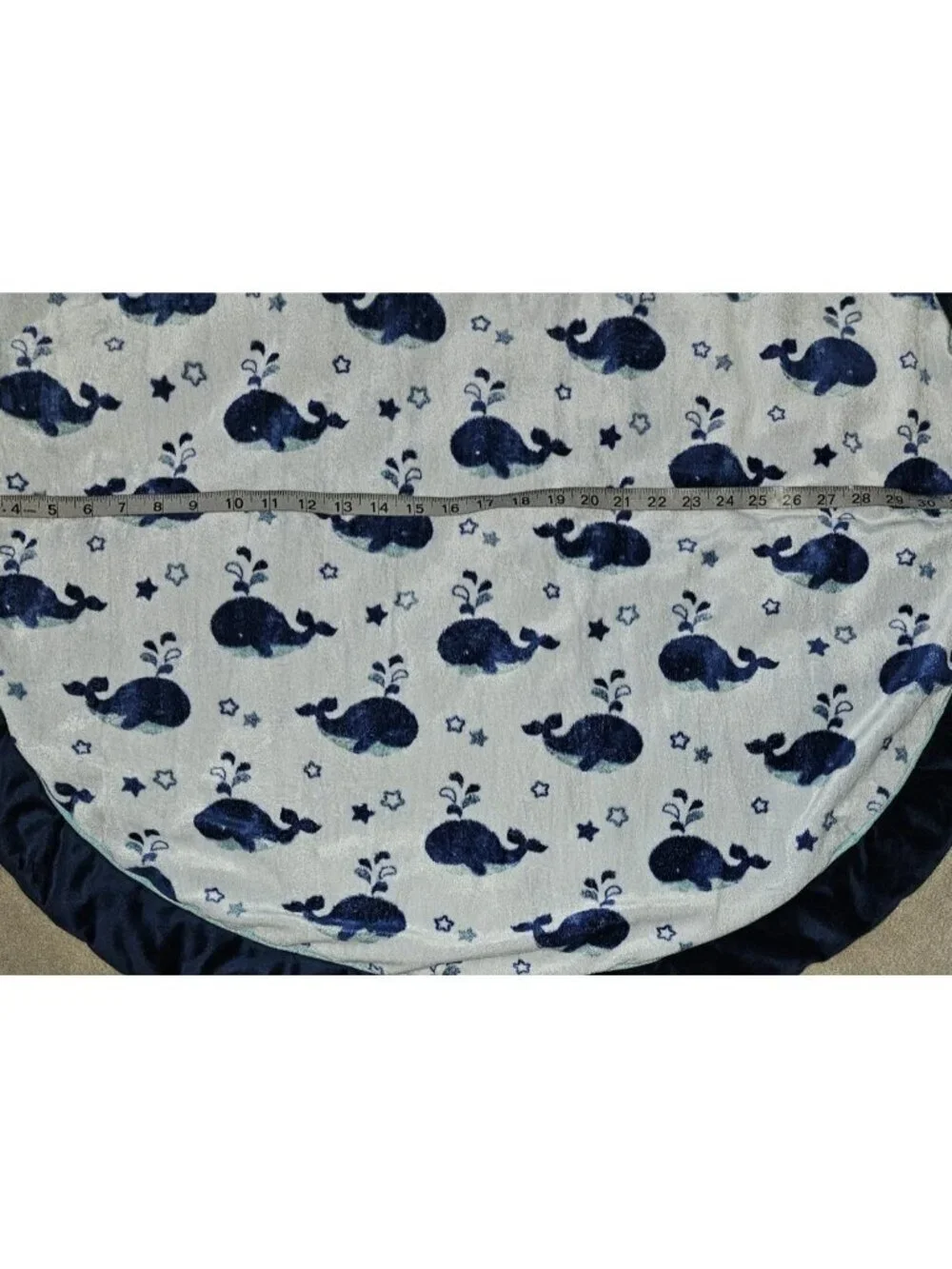 Burlington Blue White Whale Fleece Baby Play Mat Pad Tummy Time 35